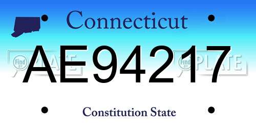 AE94217 Connecticut License Plate