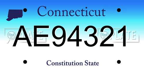 AE94321 Connecticut License Plate