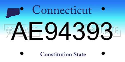 AE94393 Connecticut License Plate