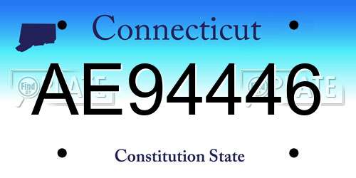 AE94446 Connecticut License Plate