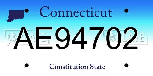 AE94702 Connecticut License Plate