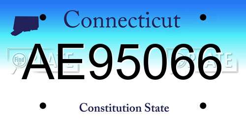 AE95066 Connecticut License Plate