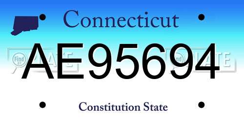 AE95694 Connecticut License Plate