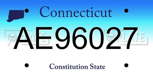 AE96027 Connecticut License Plate