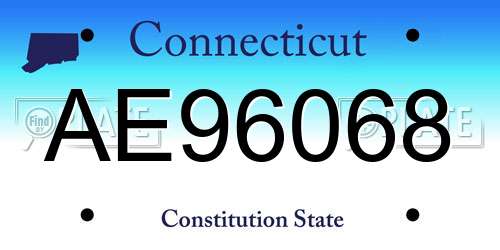 AE96068 Connecticut License Plate