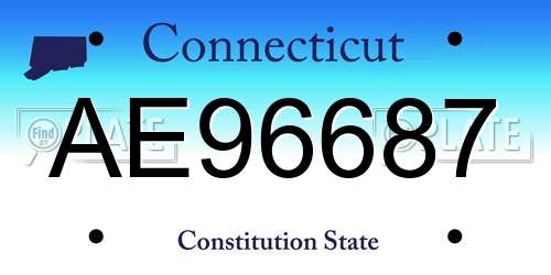 AE96687 Connecticut License Plate