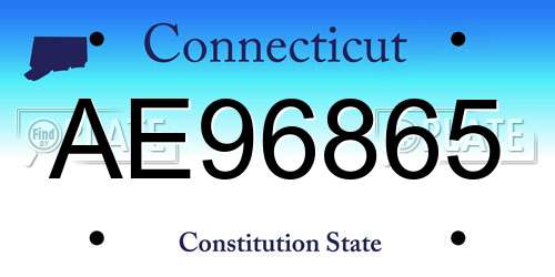 AE96865 Connecticut License Plate