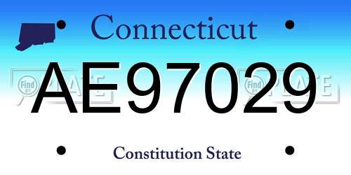 AE97029 Connecticut License Plate