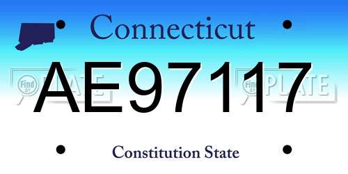 AE97117 Connecticut License Plate