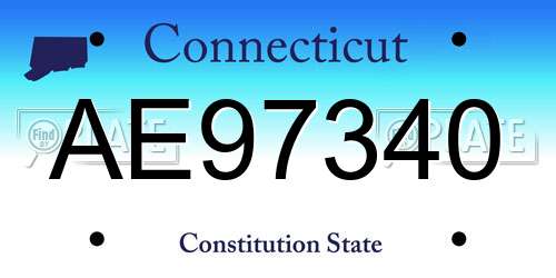 AE97340 Connecticut License Plate