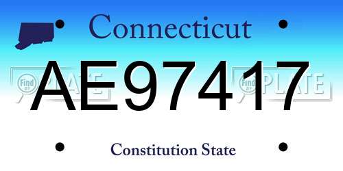 AE97417 Connecticut License Plate