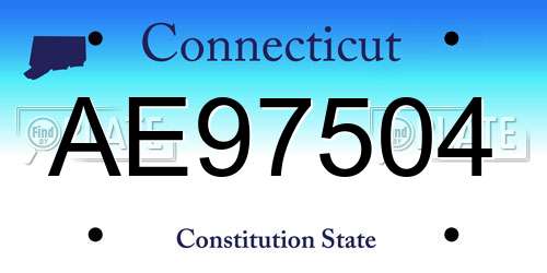 AE97504 Connecticut License Plate