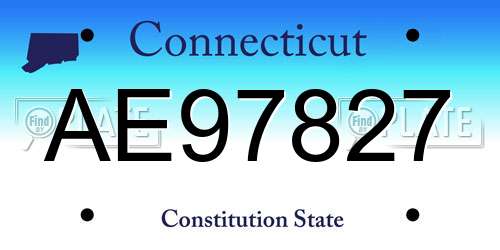 AE97827 Connecticut License Plate