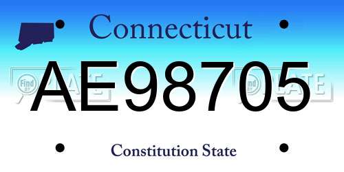 AE98705 Connecticut License Plate