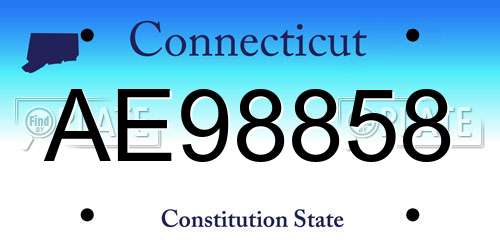 AE98858 Connecticut License Plate