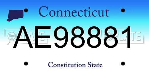AE98881 Connecticut License Plate