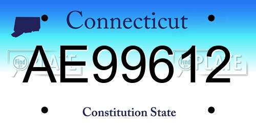 AE99612 Connecticut License Plate