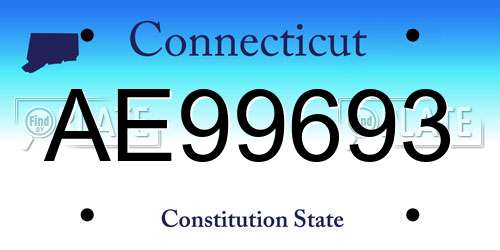AE99693 Connecticut License Plate