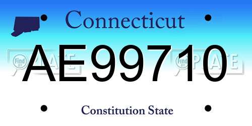 AE99710 Connecticut License Plate