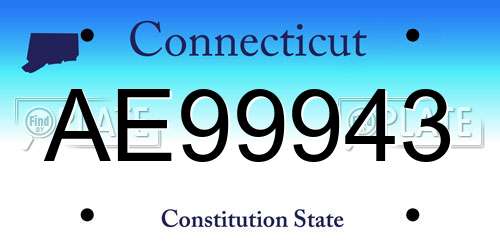 AE99943 Connecticut License Plate