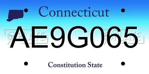 AE9G065 Connecticut License Plate