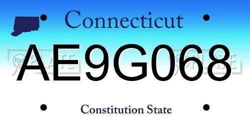 AE9G068 Connecticut License Plate