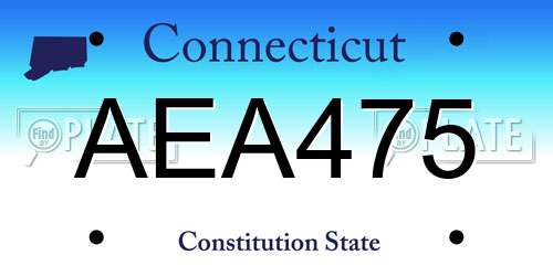 AEA475 Connecticut License Plate