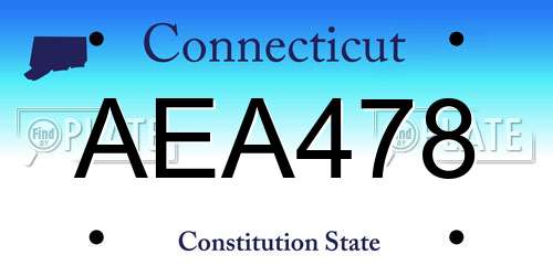 AEA478 Connecticut License Plate