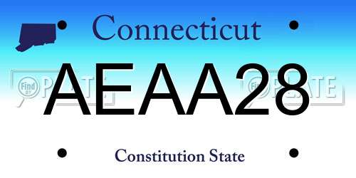 AEAA28 Connecticut License Plate