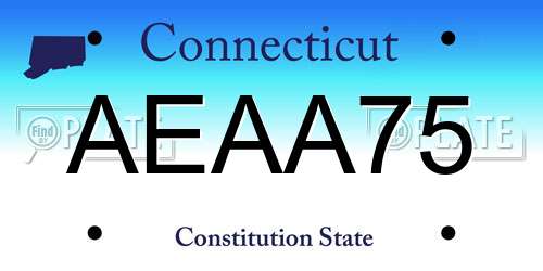 AEAA75 Connecticut License Plate