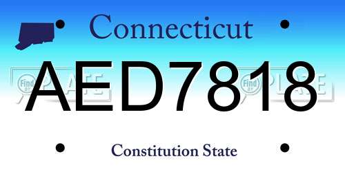 AED7818 Connecticut License Plate
