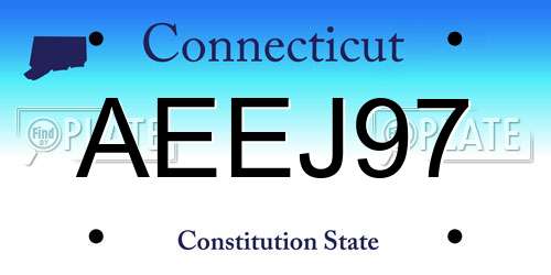 AEEJ97 Connecticut License Plate