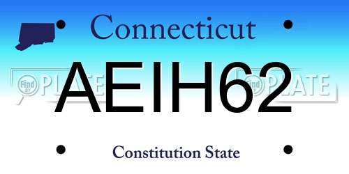 AEIH62 Connecticut License Plate