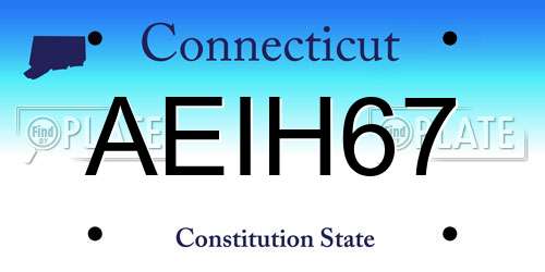 AEIH67 Connecticut License Plate