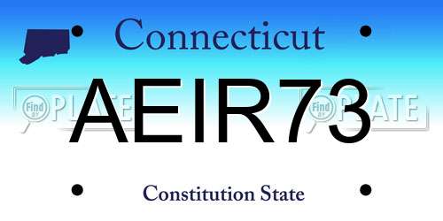 AEIR73 Connecticut License Plate