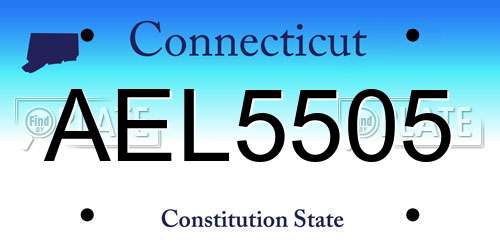 AEL5505 Connecticut License Plate