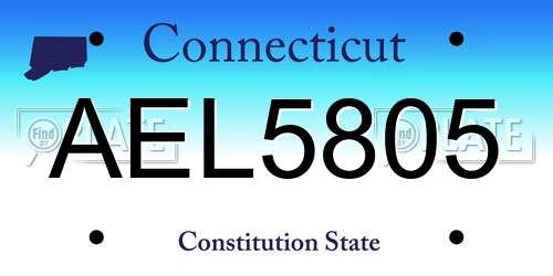 AEL5805 Connecticut License Plate
