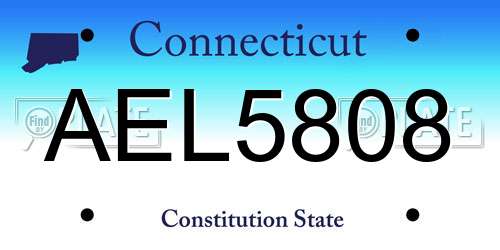 AEL5808 Connecticut License Plate