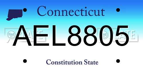 AEL8805 Connecticut License Plate