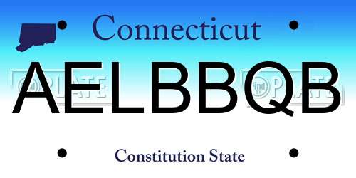 AELBBQB Connecticut License Plate