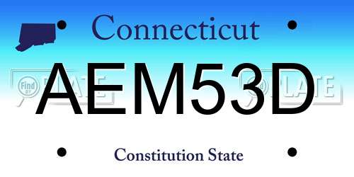 AEM53D Connecticut License Plate