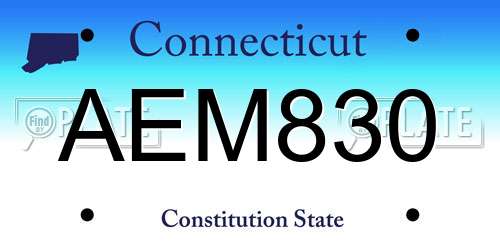 AEM830 Connecticut License Plate