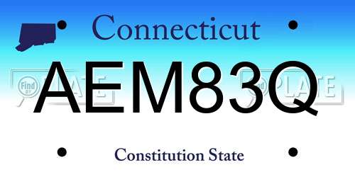 AEM83Q Connecticut License Plate
