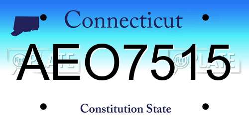 AEO7515 Connecticut License Plate