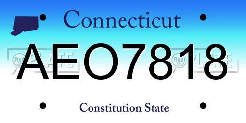 AEO7818 Connecticut License Plate