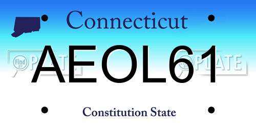 AEOL61 Connecticut License Plate