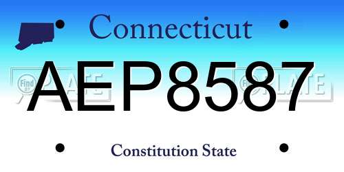 AEP8587 Connecticut License Plate