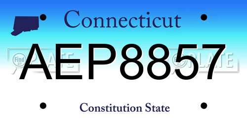 AEP8857 Connecticut License Plate