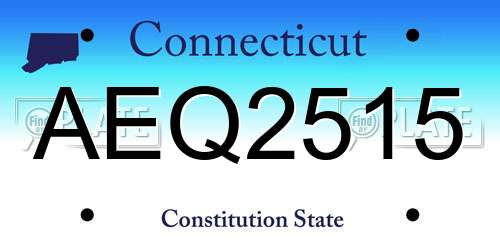 AEQ2515 Connecticut License Plate
