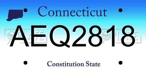AEQ2818 Connecticut License Plate
